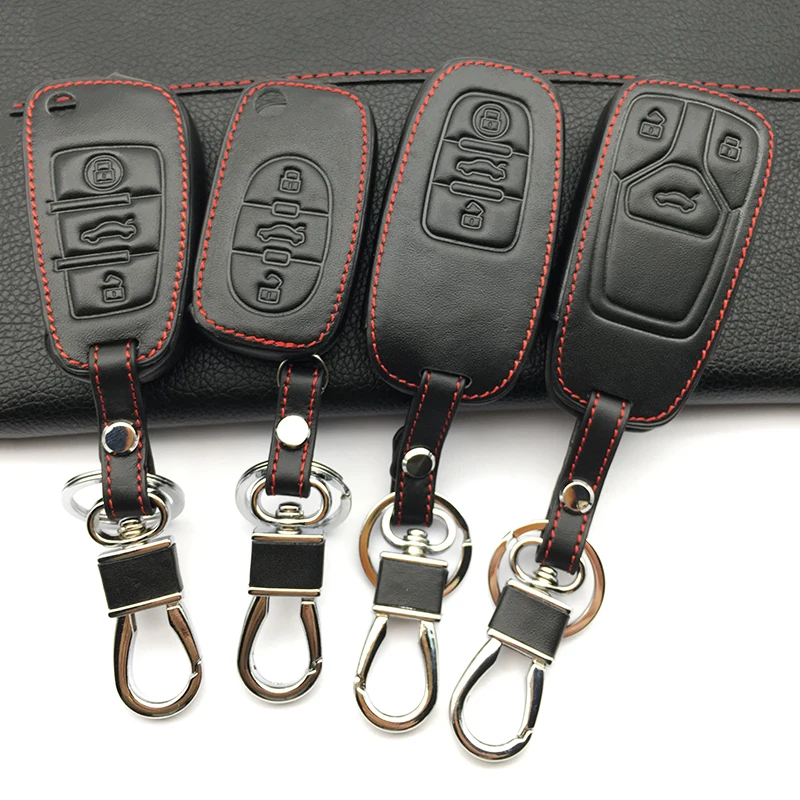 Горячая Распродажа Наивысшее качество кожаный чехол ключ чехол для Audi Q3 Q5 Sline A3 A5 A6 C5 A4 B6 B7 B8 TT 80 S6 C6 авто аксессуары