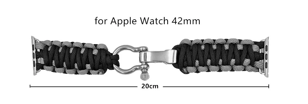 Tearoke тканые нейлоновой веревкой ремешок для Apple Watch iwatch 38 мм 42 мм Военная Униформа тактический парашют шнур выживания группы на открытом воздухе