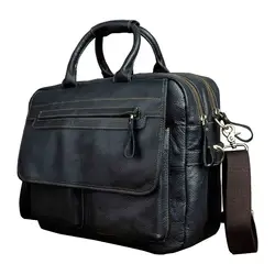 Для мужчин качество кожи большой Бизнес Портфели Сумочка 15,6 "чехол для ноутбука атташе Портфолио сумка одно плечо сумка 2951b