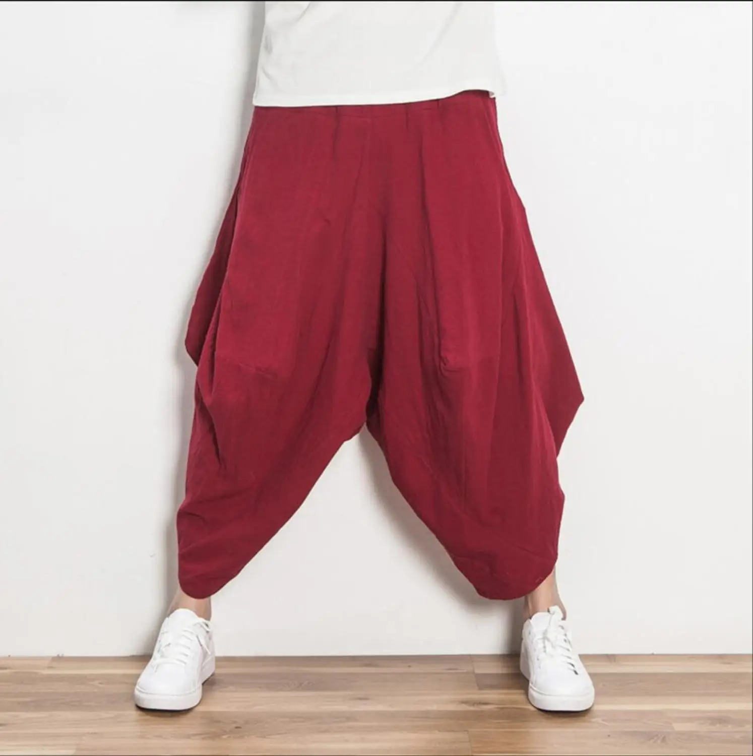 M-4XL Горячий китайский стиль мужской одежды сезон весна-лето Винтаж белье Штаны хлопка прилив свободные брюки для ежедневной носки Большие размеры - Цвет: Красный