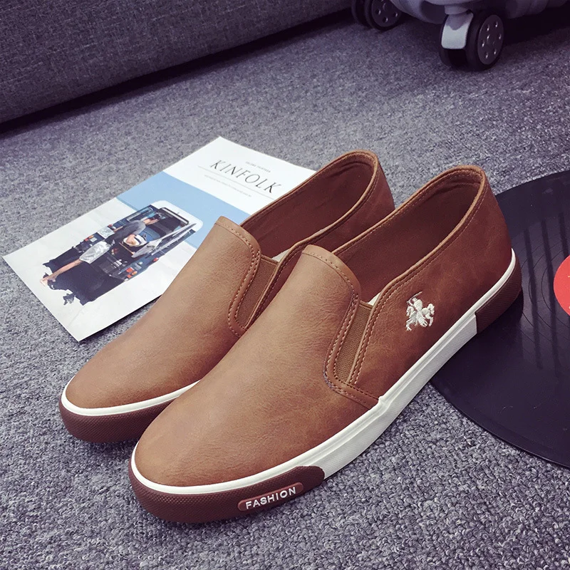 

New 2019 Fashion Mens Shoes Outdoor Men Loafers Walking Shoes Black Men Casual Shoes Men Leather Shoes for Men Flats XZ-026