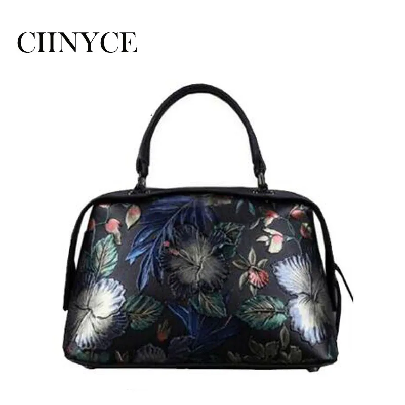 

Woman 2018 Flowers Pattern Woman Genuine Cow Leather Small Totes Embossing Cowhide Single Shoulder Crossbody Messenger Handbags