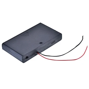 

8 AA Battery 9.6V 12V Storage Holder Box Case with ON-OFF Switch Black For Output DC 12V