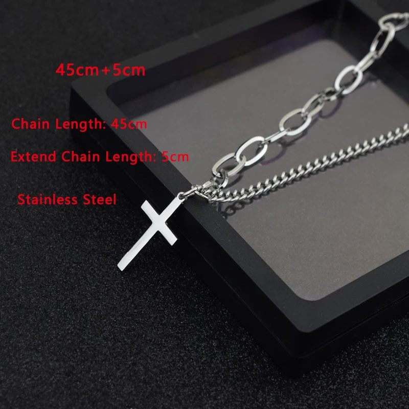 Stainless Steel Three Layer Necklace Set Cross Pendant Chain Necklaces Fashion Women Men Punk Rock Street Jewelry Sweater Choker