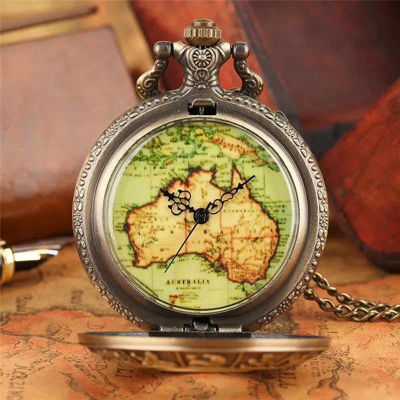 Карманные часы на цепочке с подвеской в виде карты Австралии|pocket watch|necklace pocket