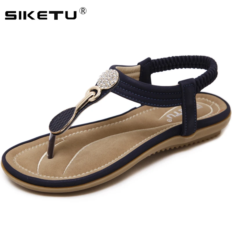 SIKETU 2019 جديد المرأة صندل مسطح الصيف أحذية امرأة الشاطئ مريحة الوجه يتخبط الصنادل النساء أزياء السيدات أحذية WSH2425