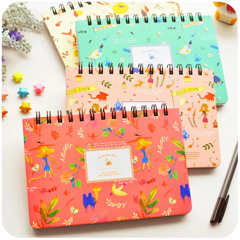 

Korean Weekly Cute Flower Planner Notebook Spiral School Stationery Store Agenda Diary Organizer Day Week Plan Office Accessory
