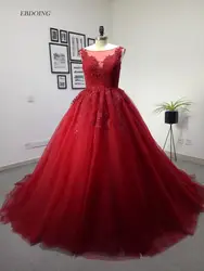 Новое поступление ТРАПЕЦИЕВИДНОЕ свадебное платье 2018 лодка Средства ухода за кожей шеи красного цвета индивидуальный заказ невесты