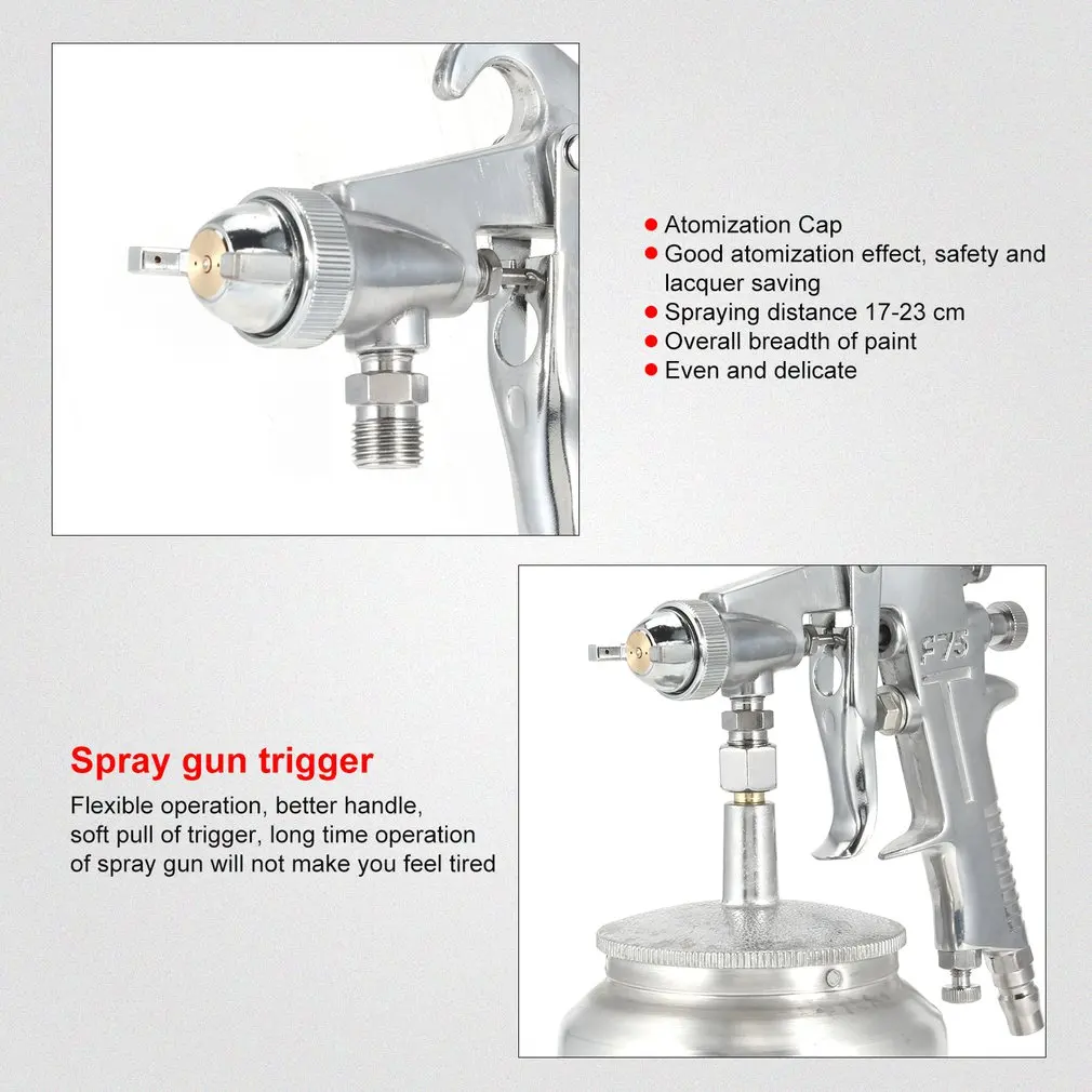 F75 пневматический распылитель-распылитель 1,5 мм, насадка 600 мл, распылитель-распылитель для покраски, распылитель, инструмент с бункером для покраски автомобилей