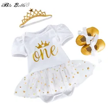 Комплект летней одежды для девочек, для празднования первого дня рождения, одежда высокого качества, набор для новорожденных из 3 предметов, одежда для девочек, костюм