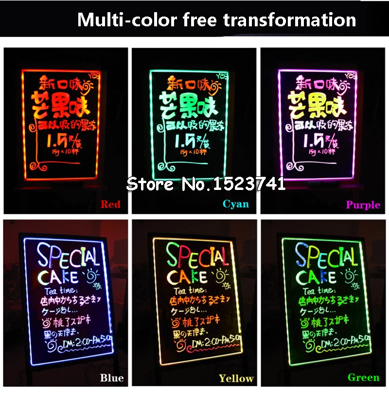 Светодиодная флуоресцентная трафаретная пластина, рекламная доска 40x60 см, подсветка доски с 8 Наборы Ручек