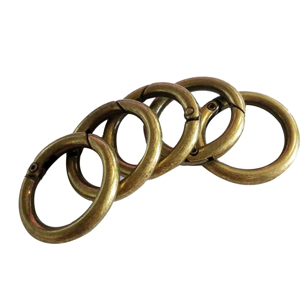 fityle 5pcs Round Push Gate Snap Hooks Spring Ring Clasp Buckle Camping Carabiner 28mm