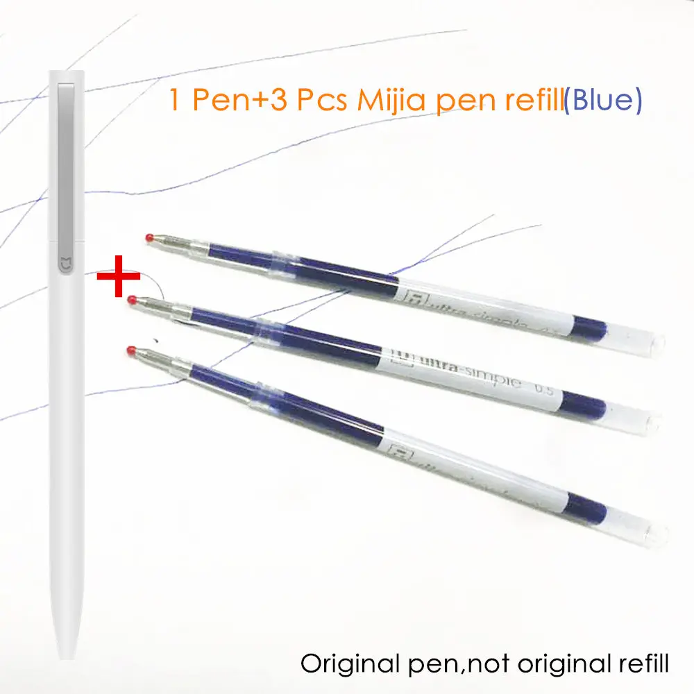 Xiaomi Mijia Sign Pens 9,5 мм ручки для подписи PREMEC гладкие швейцарские Refill MiKuni японские чернила добавить ручки черный/синий Refill - Цвет: 1 Pen 3 Blue Refill