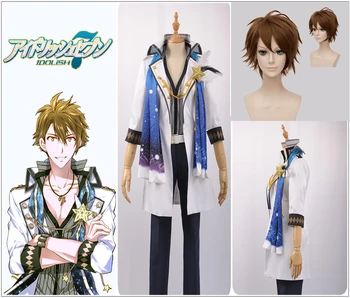 

IDOLiSH7 Trigger White Special Day Tsunashi Ryunosuke Cosplay Costume Custom White Stage Uniform Jacket Scarf Pants Brown Wig
