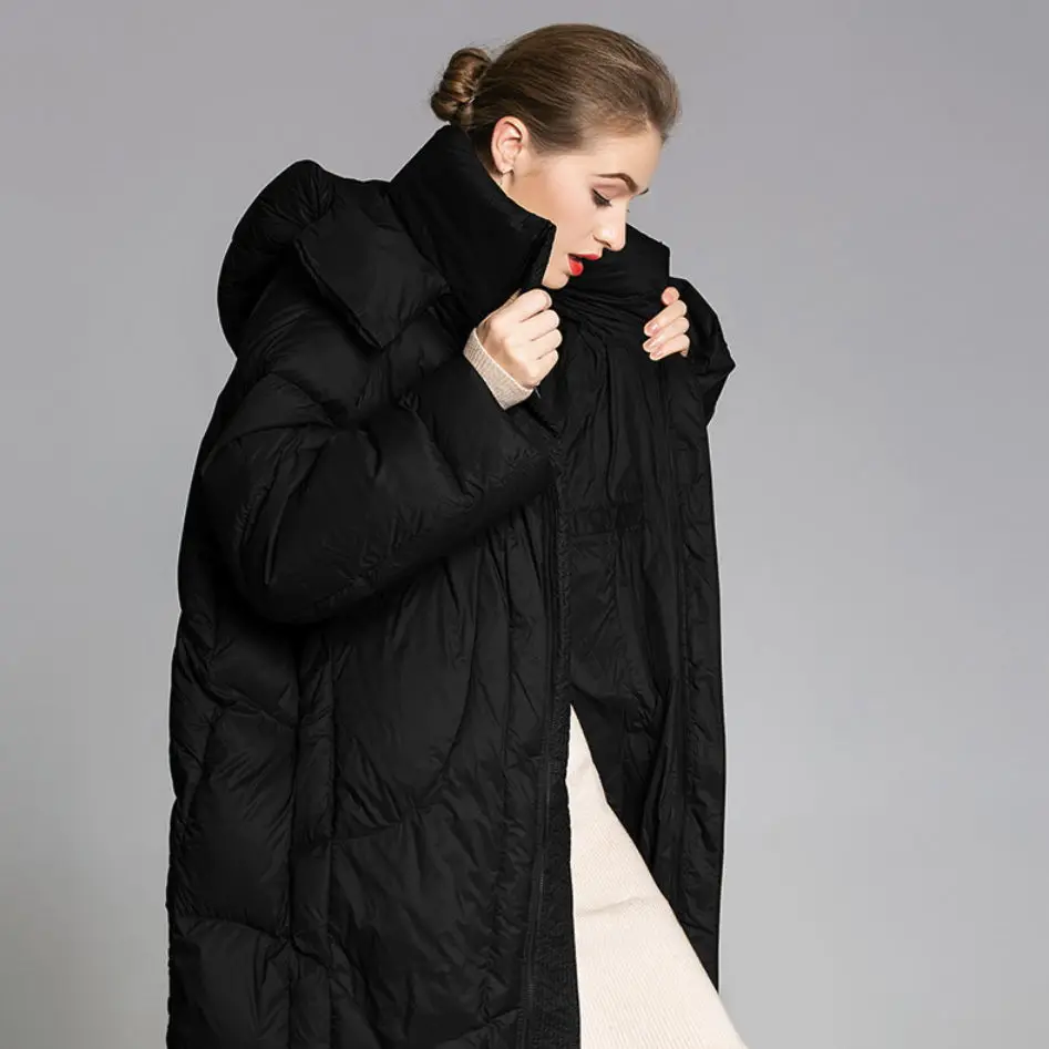 Зимний женский пуховик большого размера, новинка, Длинная женская куртка, белый утиный пух, толстый пуховик