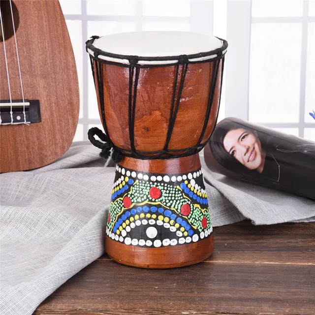 4 Inch Pattern Wooden Small African Hand Drum Djembe Drummer Instrument