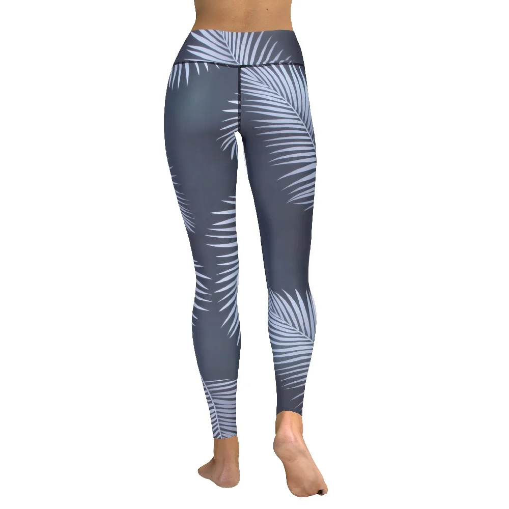 Tropical palm leaves high waistband legging (4)