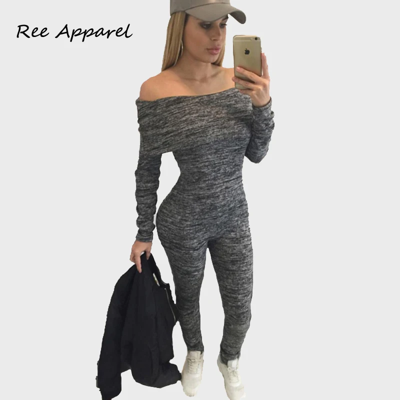 Rompers Womens Jumpsuit Bandage Long Pants Gray Off