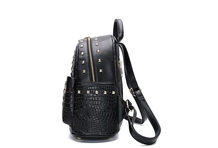 Aodux, женский рюкзак из натуральной воловьей кожи с крокодиловым узором, школьные сумки для покупок, вечерние женские рюкзаки