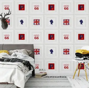 

Self-adhesive 3D solid wall stickers British style wallpaper living room porch decorative wallpaper background wall