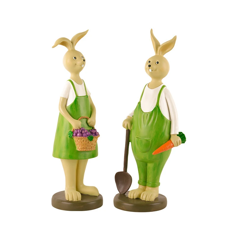 

Nordic Style Cute Rabbit Statue Crafts European Resin Retro Rabbit Model Ornaments Home Furnishing Desktop Decorations Kids Gift