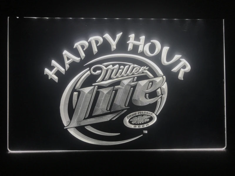 Светодиодный неоновый светильник 605 Miller Lite Пиво в Счастливый час Bar|Таблички и