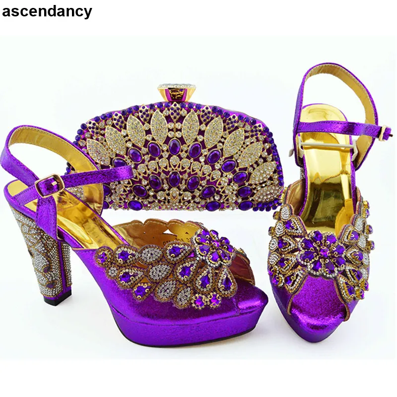 

Latest Italian Shoes with Matching Bags 2019 Ladies Shoes with Matching Bags Set Decorated with Rhinestone Elegant Crystal Shoes