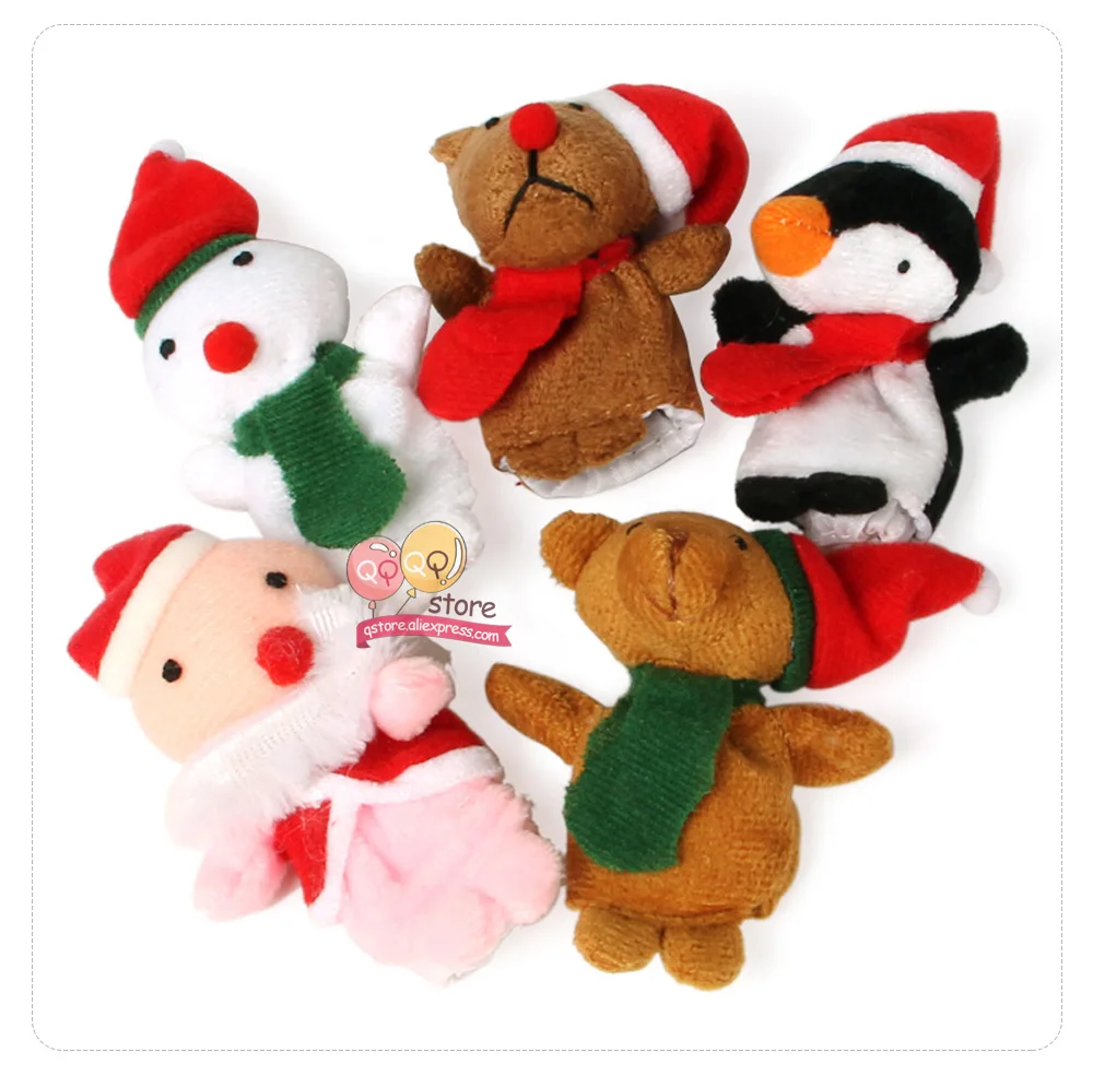 Popular Baby Cartoon Animal Monkey People Finger Puppets Wooden Christmas