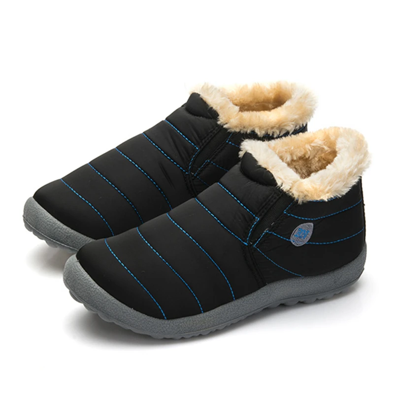 

Women Snow Boots Fashion Slip on Lightweight Women Ankle Boots Winter New Keeping Warm Waterproof Flat Boots Plus Size 35-48