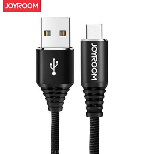 Joyroom 2.4A Micro USB кабель для Xiaomi samsung huawei все микро-usb для устройств на аndroid Быстрый зарядный кабель из нейлона для мобильного телефона, кабели для передачи данных 2 м - Цвет: black