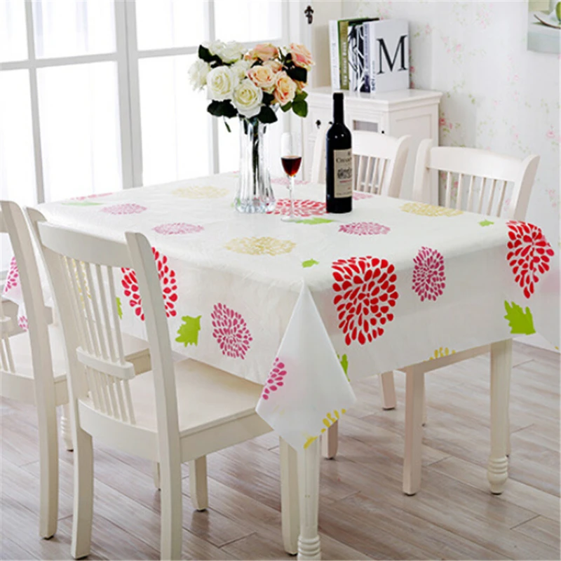 

Pastoral Table Cloth Waterproof Oilproof Tablecloth Floral Printed Edge Plastic Table Covers Anti-Hot Picnic Tablecloths