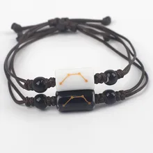 Винтажные 12 созвездий браслеты панк браслет с застежкой очаровательные ювелирные изделия для женщин и мужчин Студенческая пара браслет керамические украшения