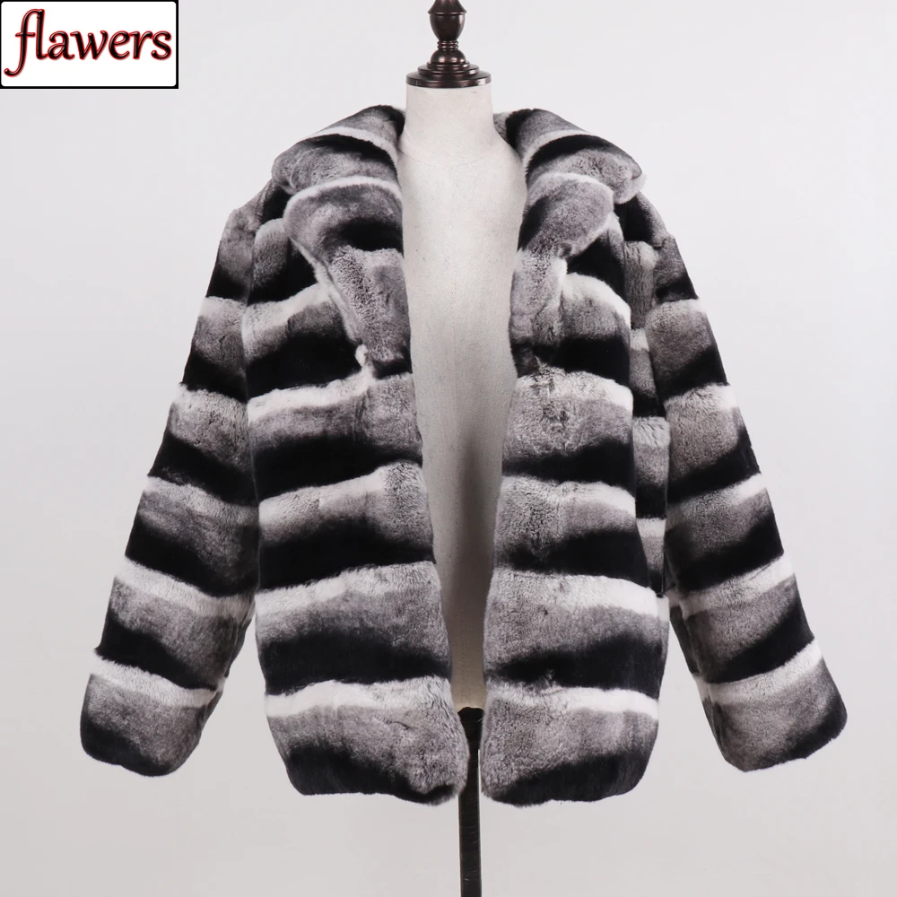 

New Winter Lady Full Pelt Real Rex Rabbit Fur Coats Women Luxurious 100% Natural Rex Rabbit Fur Jacket Warm Rex Rabbit Fur Coat