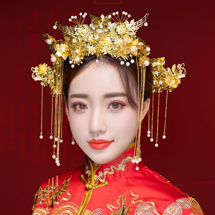 

New style Chinese brides headwear Phoenix crown wedding dress head dress accessories ancient costume Han accessories