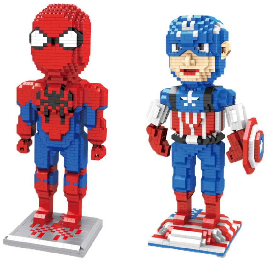 Marvel Мстители DC герой DIY Мини Строительные Micro Diamond Nano блоки Кирпич игрушка Человек