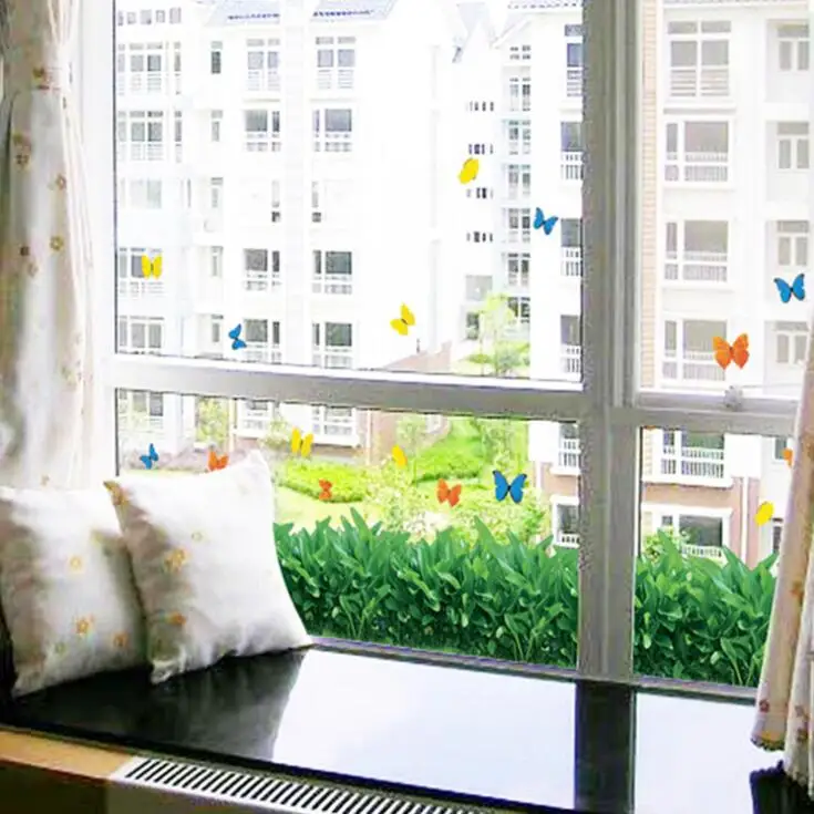 The Grass Green Skirting Line Colorful butterfly DIY Wall Stickers