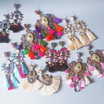 

AOTEMAN oorbellen Charm Fringed Pendant Tassel Statement Earrings 2019 new Boho Ethinc tassel Drop Dangle Earrings For Women