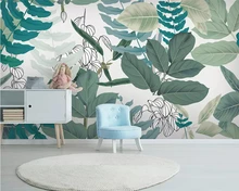 Beibehang Custom Wallpaper Mural Green leaf watercolor floral style background wall Oil Painting Tropical Rainforest wallpaper цена Beibehang Custom Wallpaper Mural Green leaf watercolor floral style background wall Oil Painting Tropical Rainforest wallpaper цены онлайн