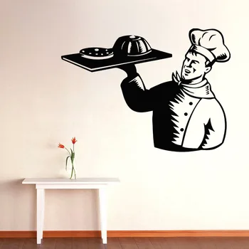 

Wall Decals Vinyl Decal Sticker Mural Decor Man Chef Cook With Dish Food