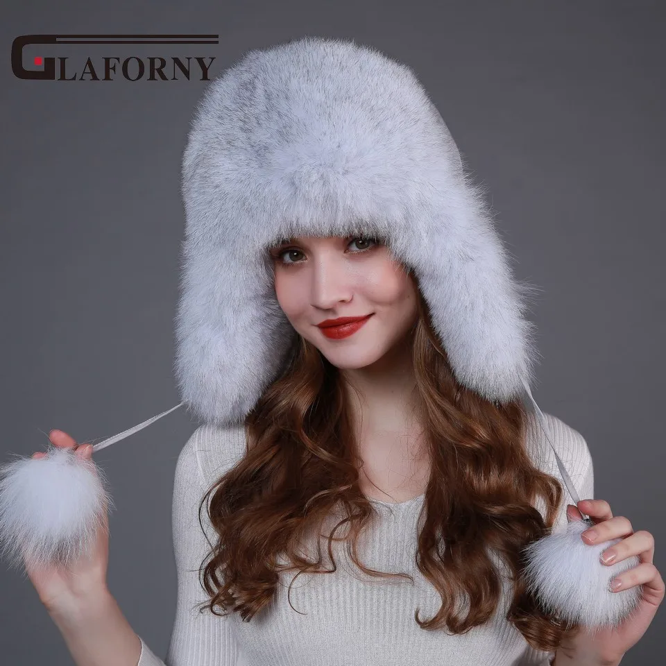 Шапка из лисьего меха Glaforny модная меховая защита для ушей русских женщин 2018