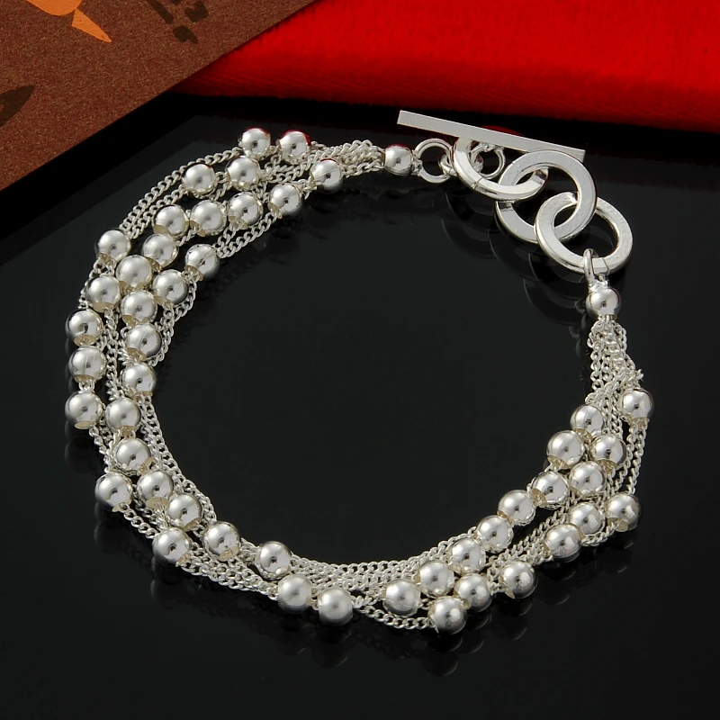 Wholesale fashion jewelry,925 silver jewelry Bracelet ,Six lane light bead bracelets, fashion ...