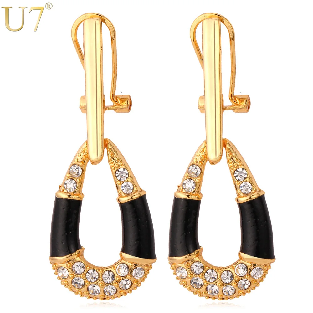 0 : Buy U7 Gold Color Rhinestone Crystal Earrings Fashion Noble Jewelry For Women ...