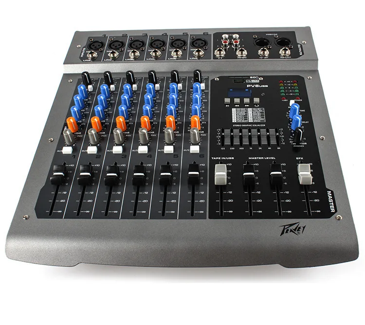 

PV6 6 Road with MP3/USB Mixers Effects Processors microphones are balanced DJ Professional Performance Stage Party Effects Mixer