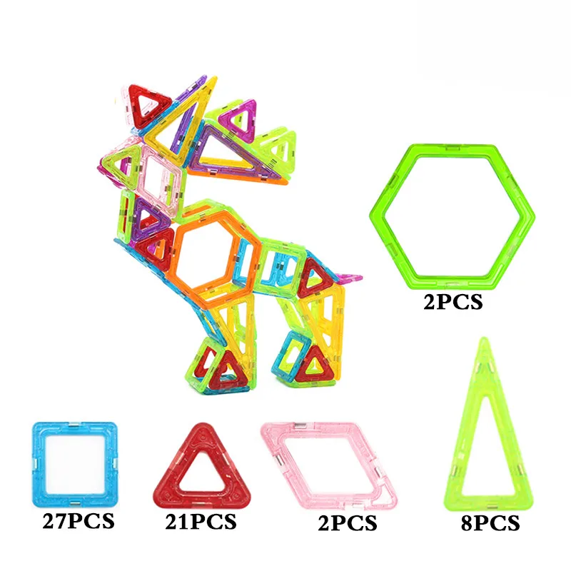 45-164 шт. большой размер Магнитный конструктор Набор для строительства модель и магнит игрушка треугольник квадратный конструктор пластиковый подарок для мальчиков и девочек - Цвет: Золотой