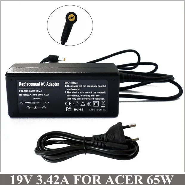 

19V 3.42A 65W AC Adapter Laptop Battery Charger For Caderno Acer Gateway LT2802u MS2273 NV5302u NV53A24u NV56 NV58 NV5814u