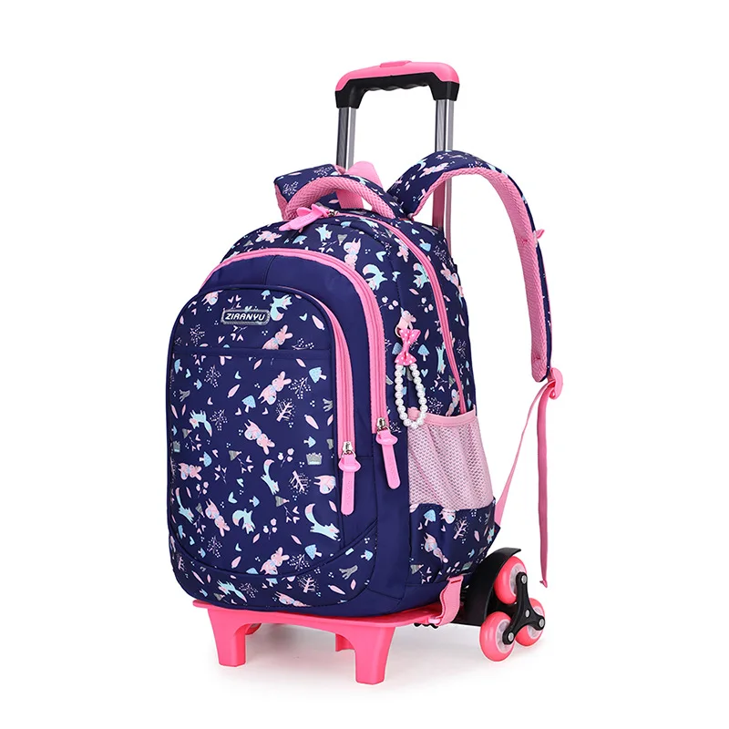

Children Trolley Backpack School Bags For Grils Wheeled Bag Students Removable Nylon Orthopedic Backpacks for teenagers Mochila
