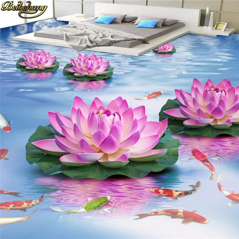 beibehang Custom Photo Wallpaper Floor Paintings Unique Lotus Water Purple Washroom Bathroom Bedroom 3D Floor beibehang Custom Photo Wallpaper Floor Paintings Unique Lotus Water Purple Washroom Bathroom Bedroom 3D Floor