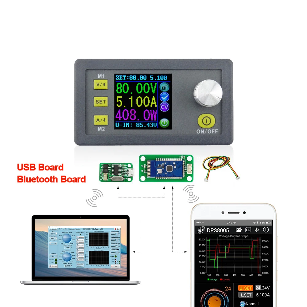 DPS8005 программируемый модуль постоянного напряжения тока понижающий источник питания Вольтметр Амперметр понижающий преобразователь 80V5A USB Bluetooth