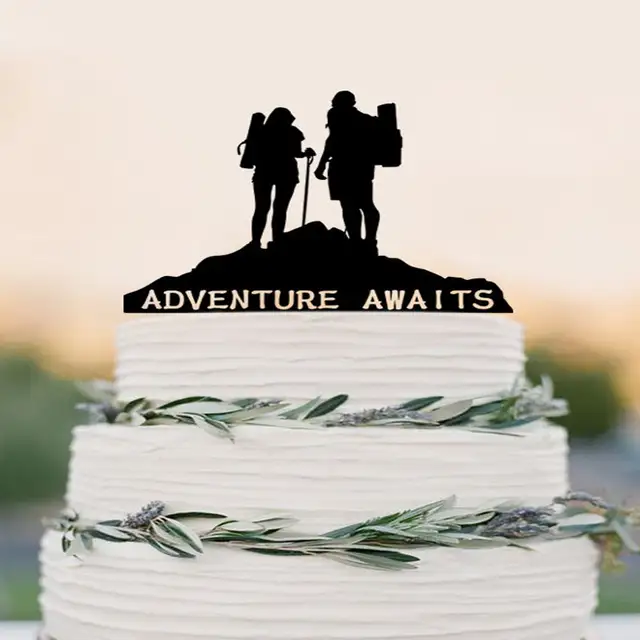 Wedding Cake Topper Broom And Groom Adventure Awaits Cake Topper