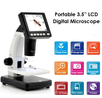 

Digital Biological Microscope 20X-1200X USB Video Microscope Multi-Language 8 LED Lights HD Electronic Magnifier 3.5 inch Screen